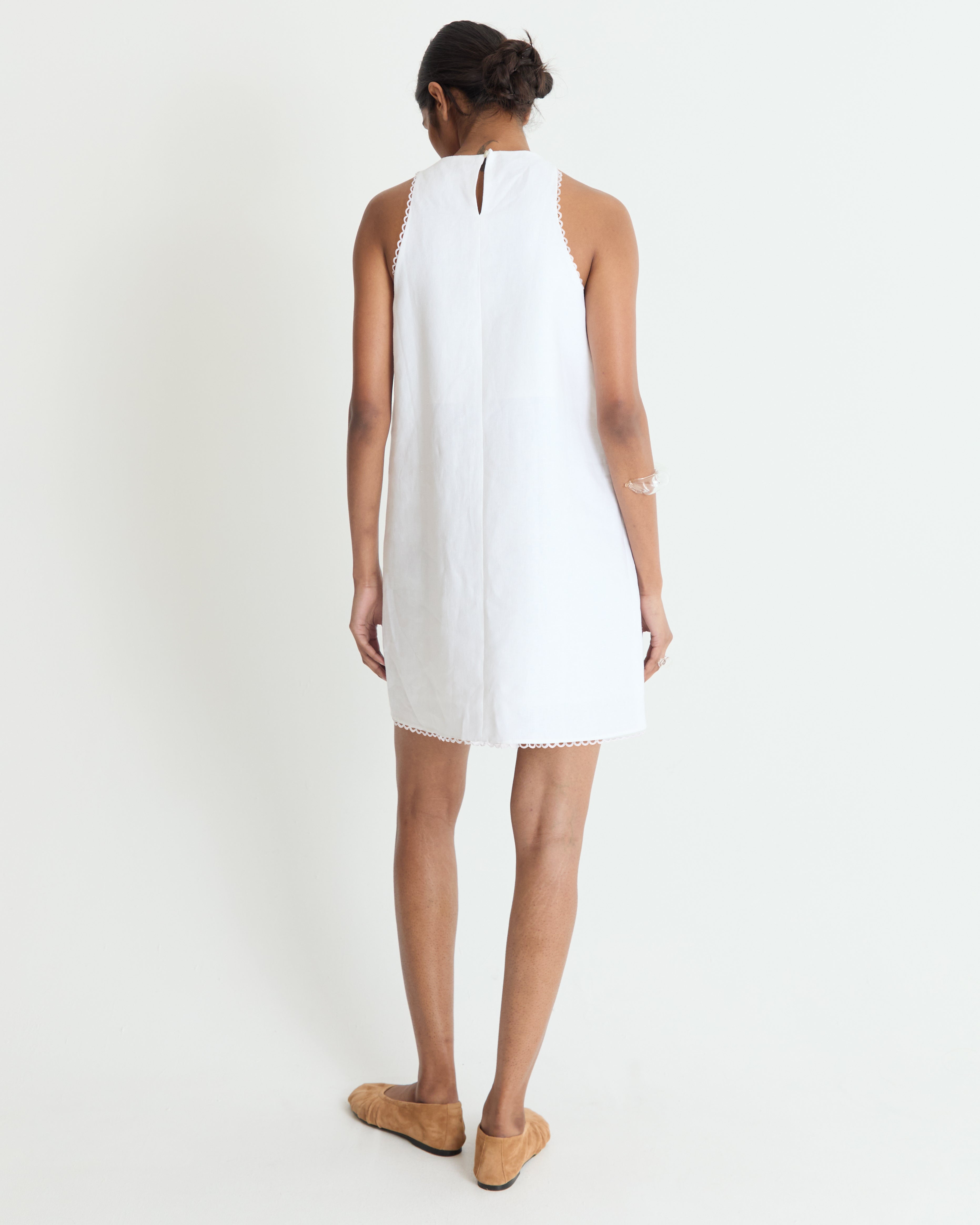 White Embroidered Madere Dress