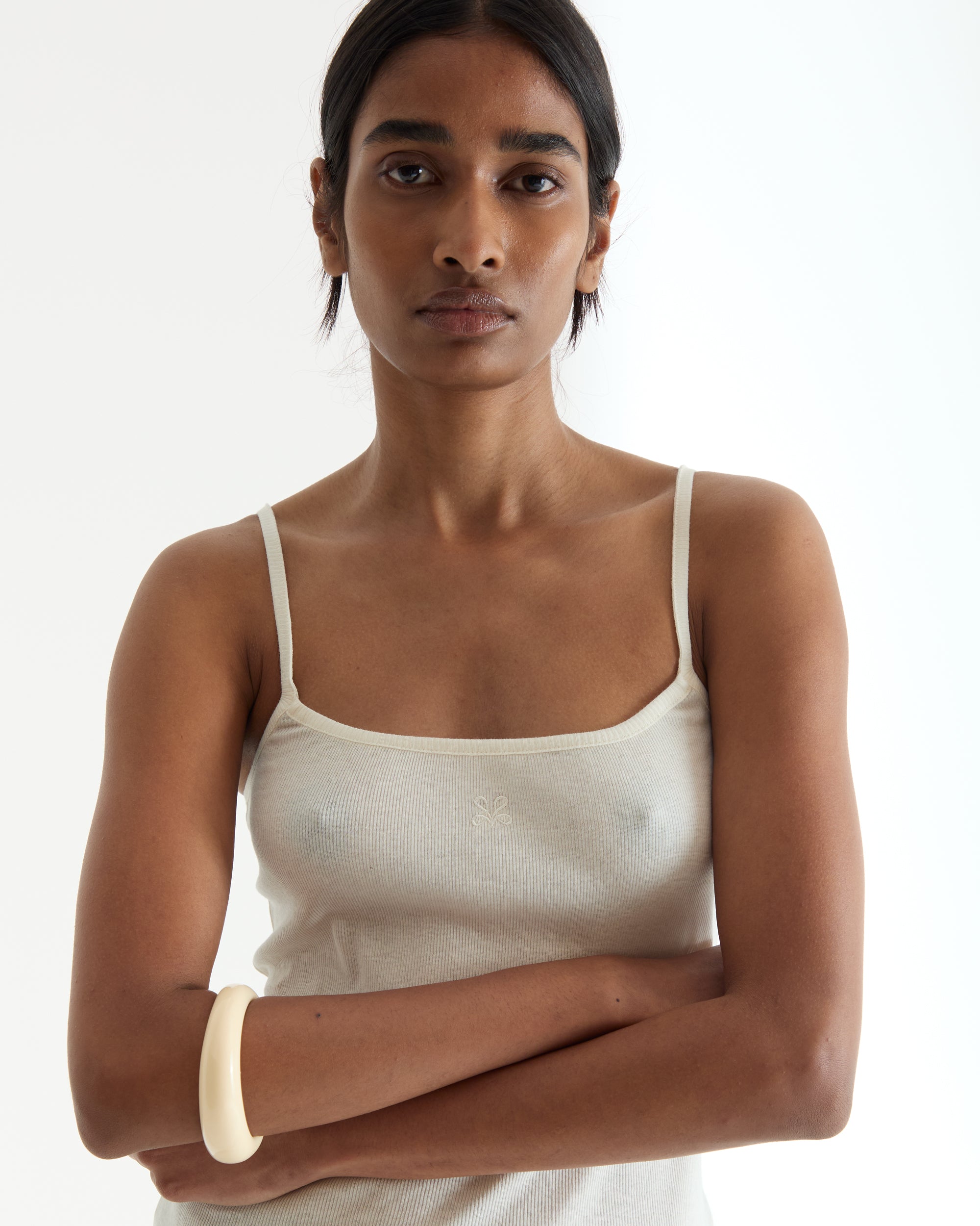 Ecru Spaghetti Tank Top